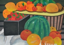 Zdeňka Ježková - Zátiší s melounem a jablky