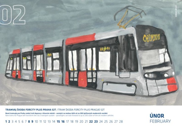 Kalendář Škoda 2025 – pražská tramvaj
