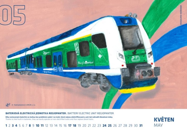 Kalendář Škoda 2025 – bateriová elektrická jednotka Regiopanter